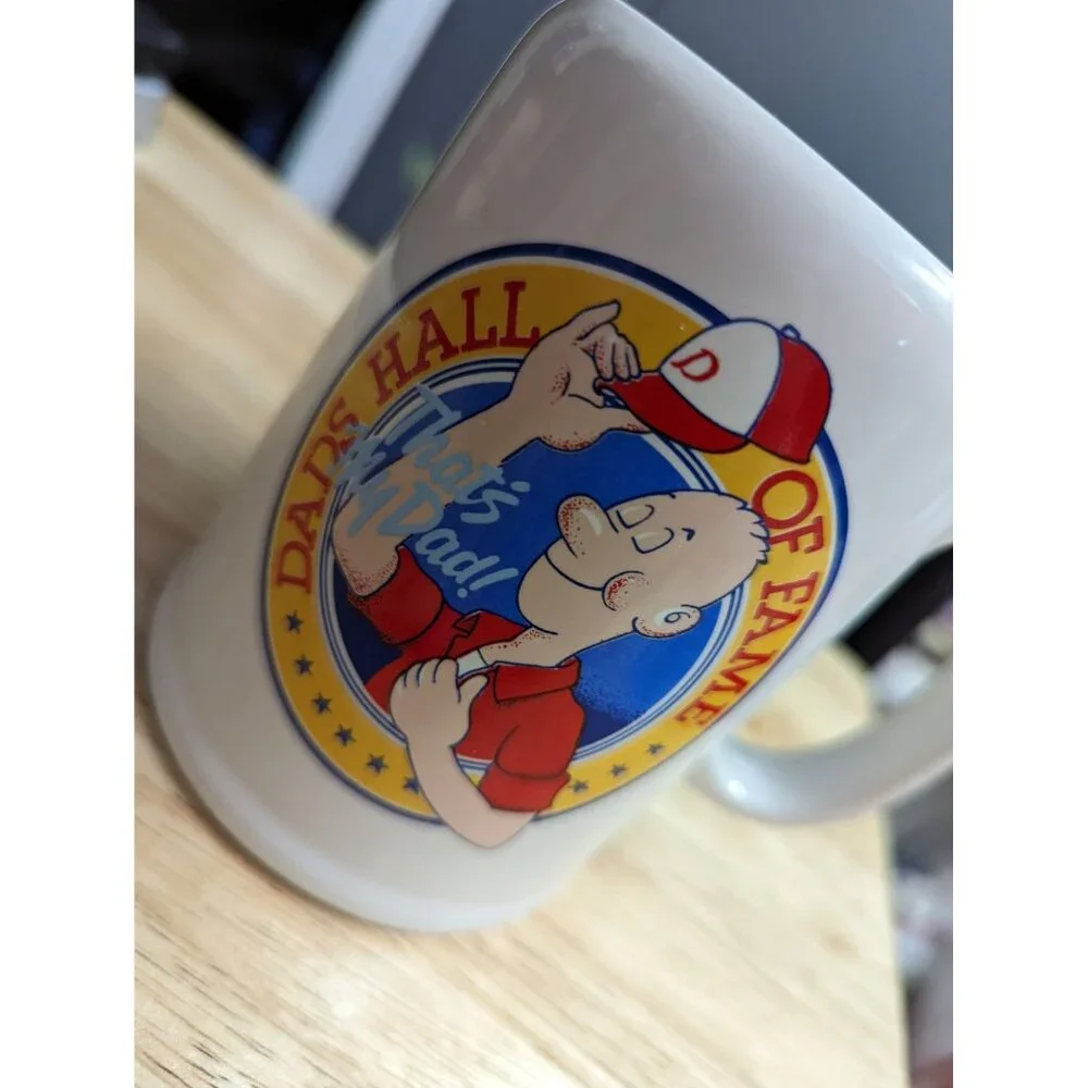 1989 Japan Dakin Dads Hall of Fame double logo tall heavy mug 4 1/2‎ in Gift